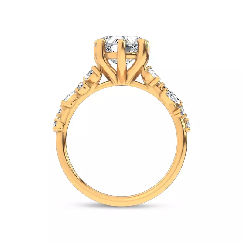 Scattered Diamond Heart Engagement Ring