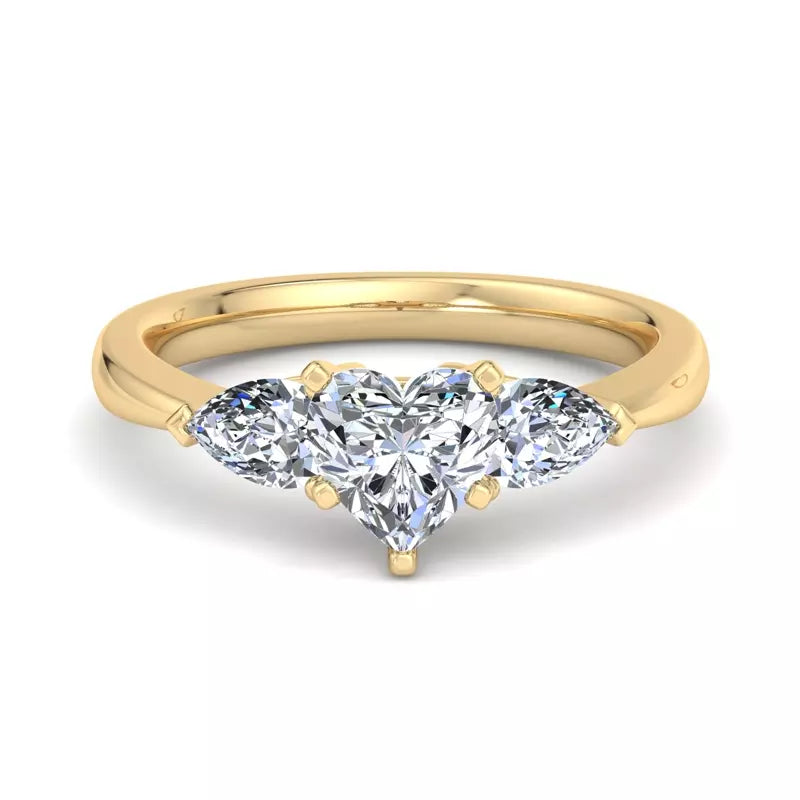 Three-Stone Lab Heart Engagement Ring