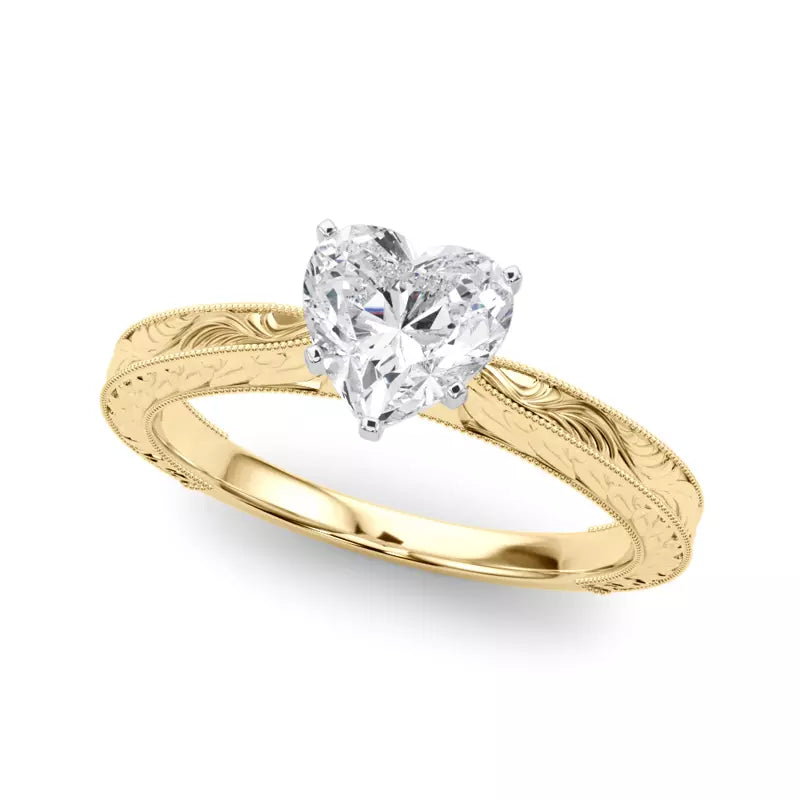 Vintage-Inspired Solitaire Engagement Heart Ring