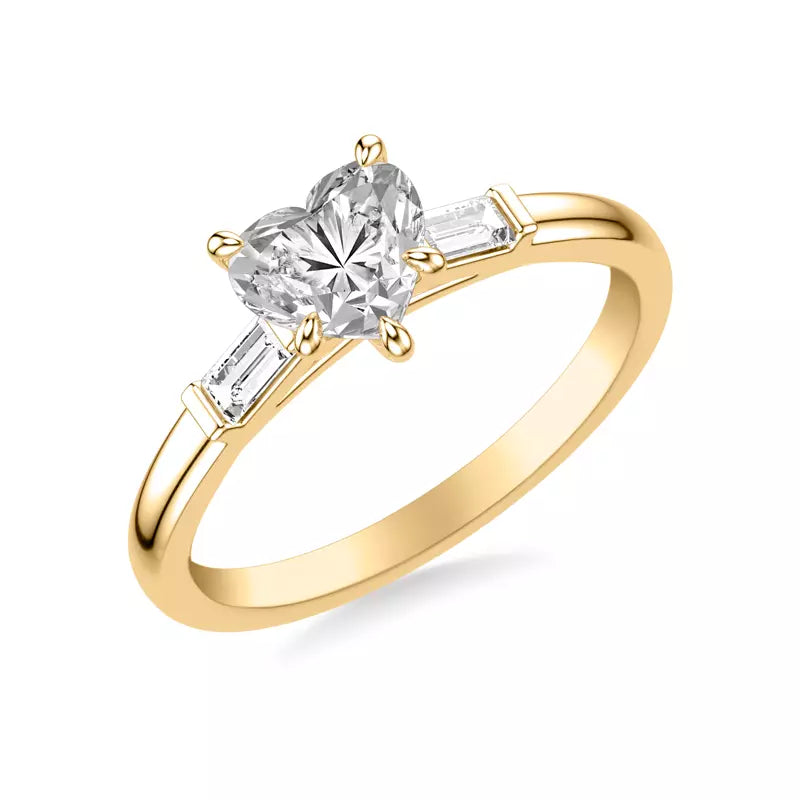 Classic 3-Stone Engagement Heart Ring