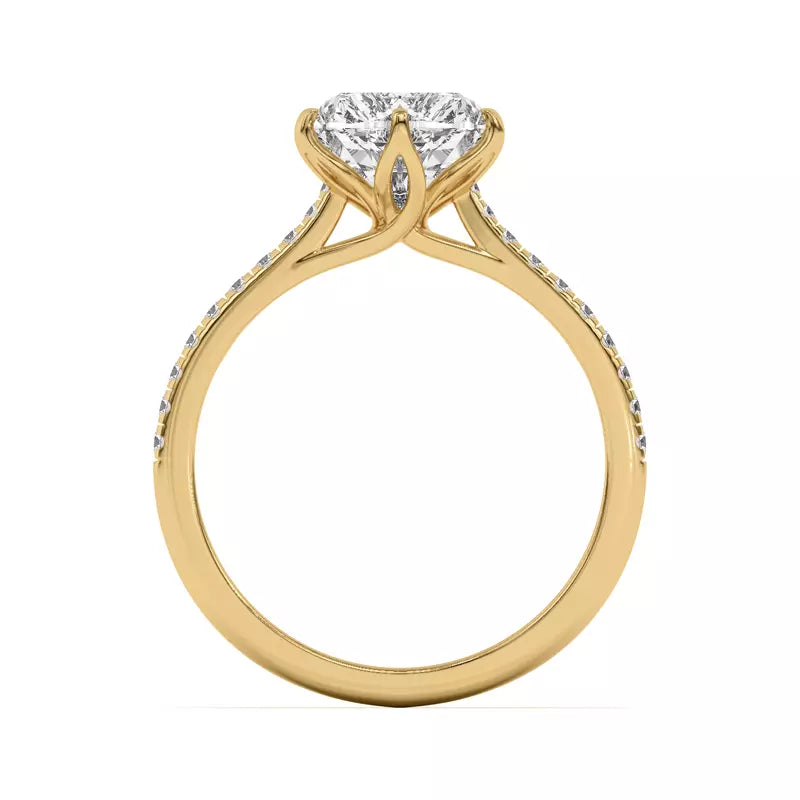 Tulip Inspired 6 Prong Heart Engagement Ring