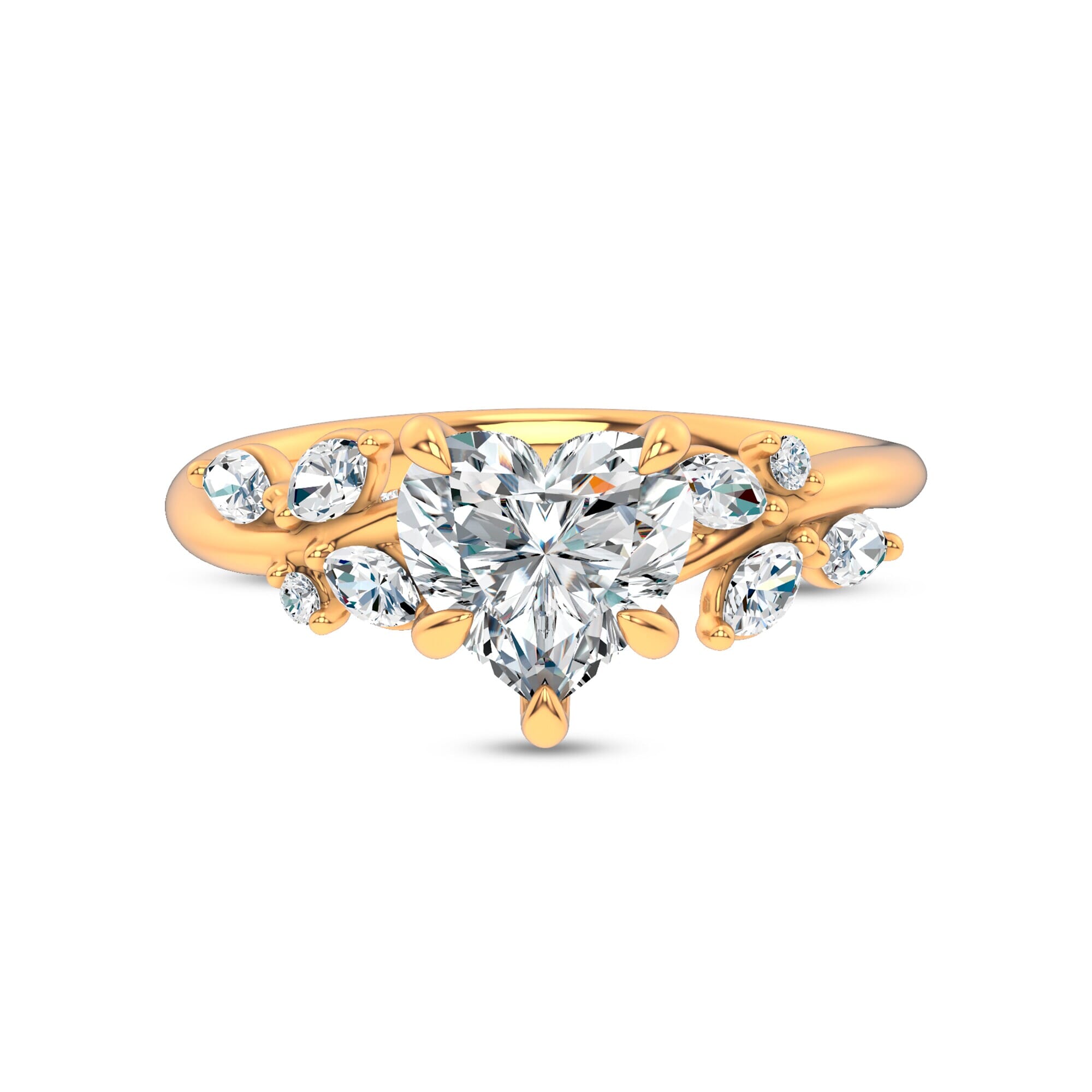 Nature-Inspired Engagement Heart Ring