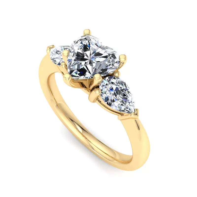 Three-Stone Lab Heart Engagement Ring