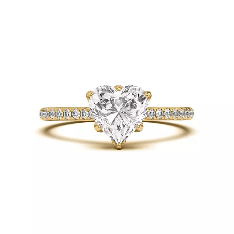 Tulip Inspired 6 Prong Heart Engagement Ring