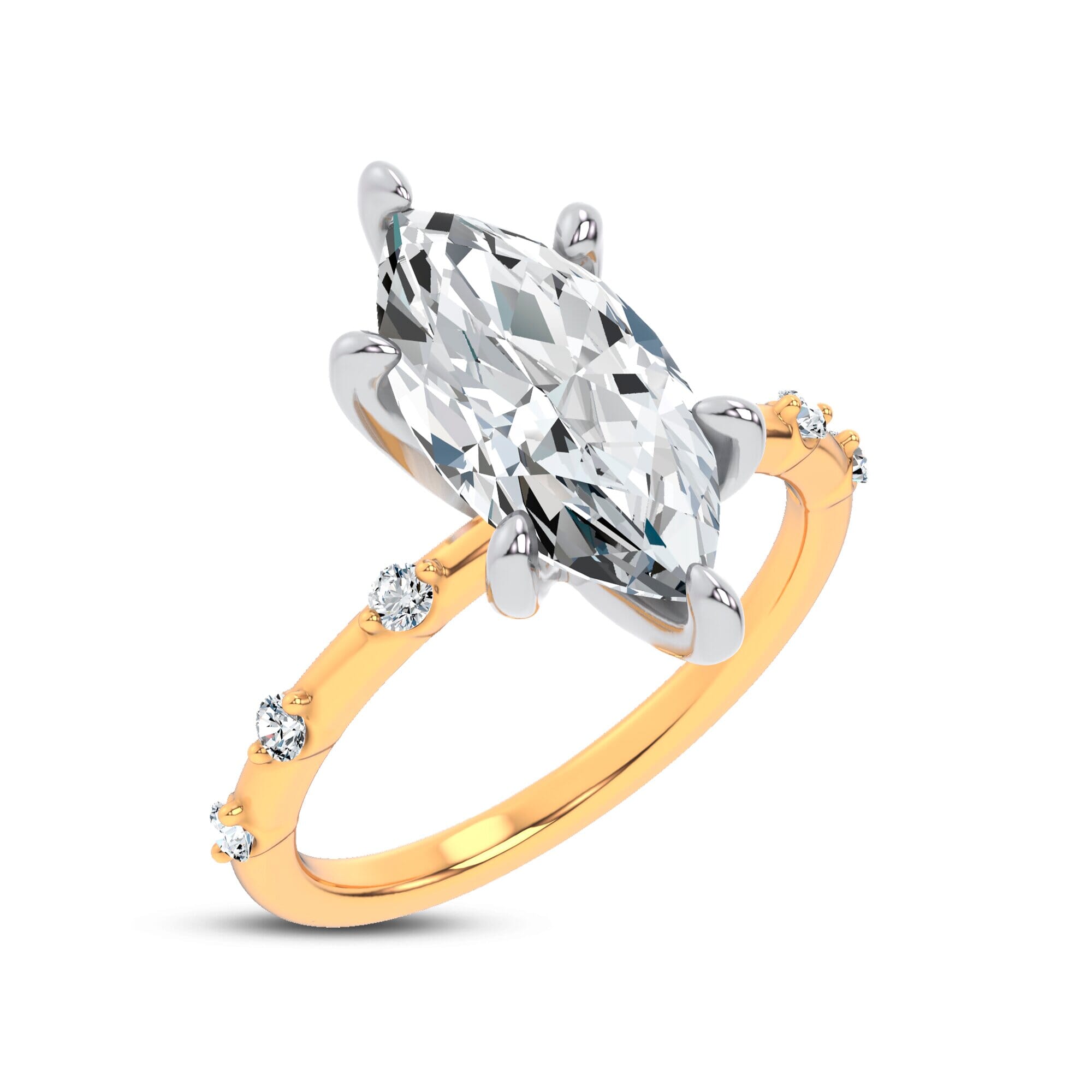Starlight Spaced Diamond Engagement Marquise Ring