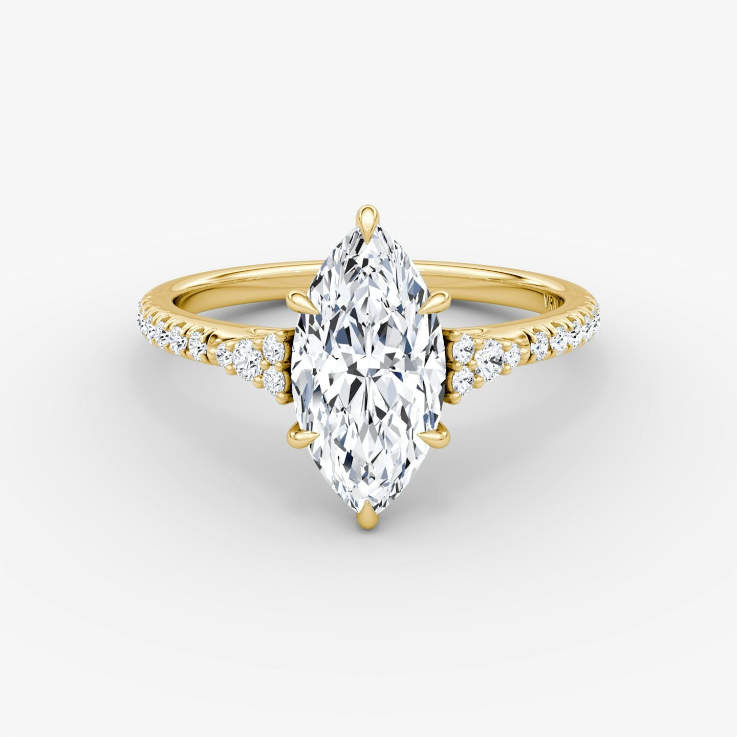 The Side Cluster Cathedral Marquise Engagement Ring
