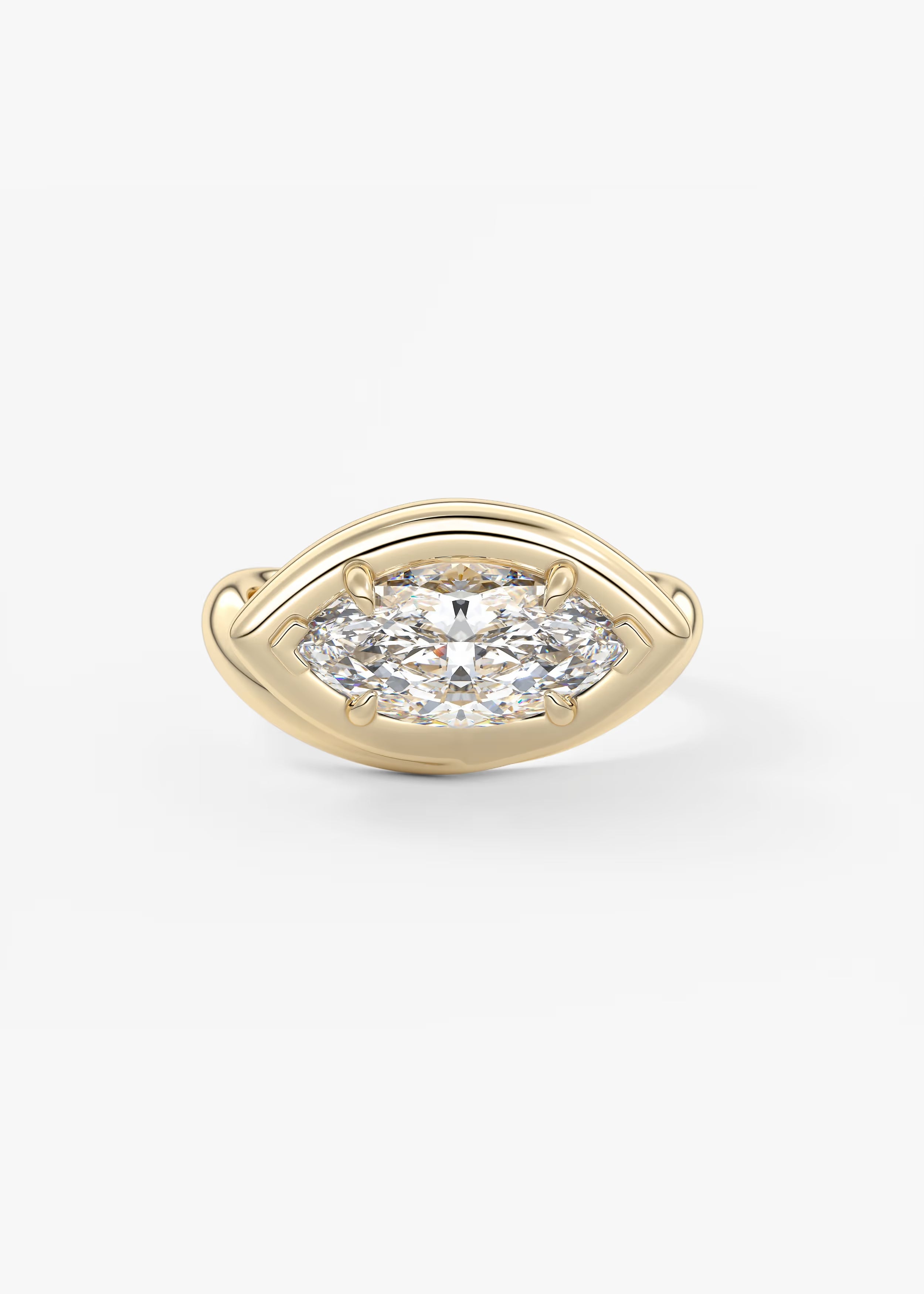 Chunky Marquise Cut Collet Engagement Ring
