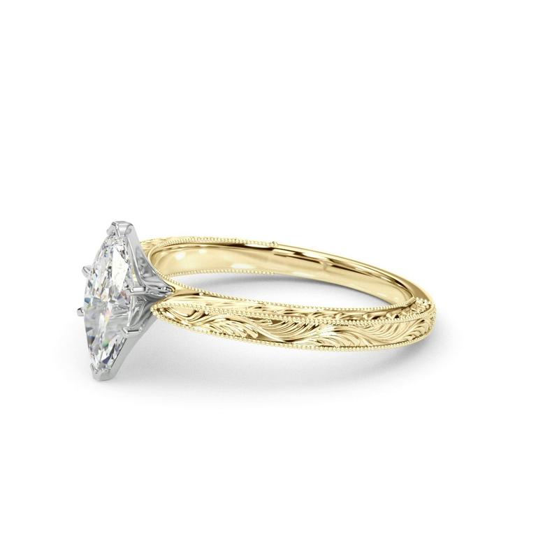 Vintage-Inspired Solitaire Engagement Marquise Ring