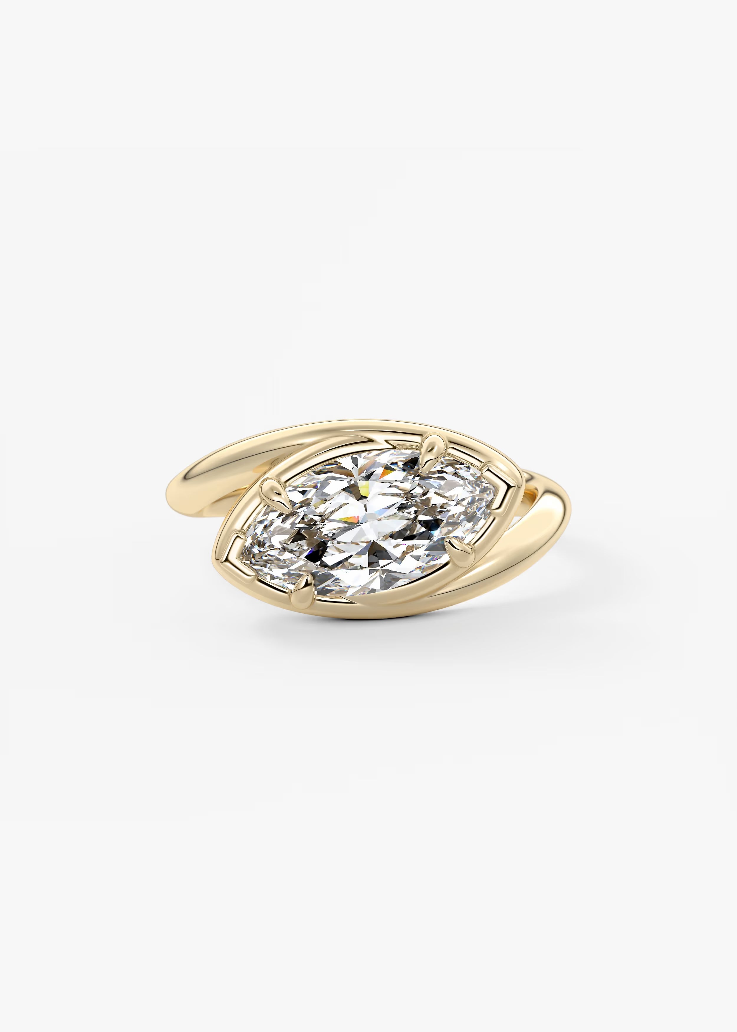 Sculptural Marquise Bypass Engagement Ring