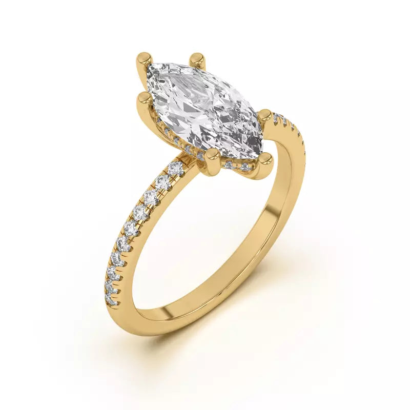 Classic Hidden Halo Pavé Marquise Engagement Ring