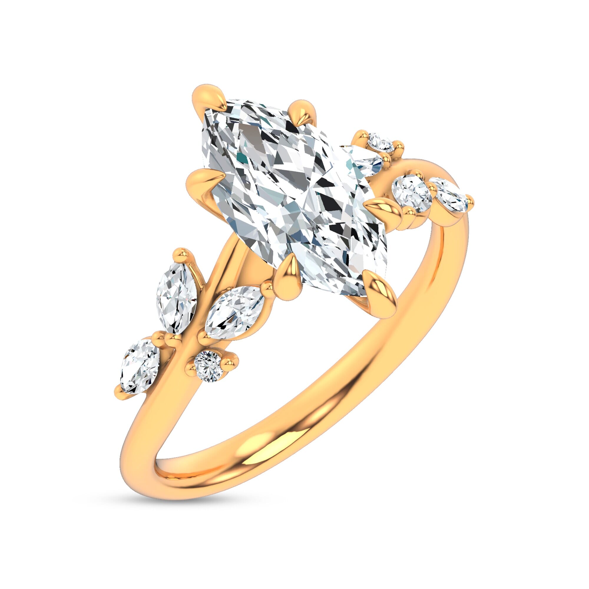 Nature-Inspired Engagement Marquise Ring
