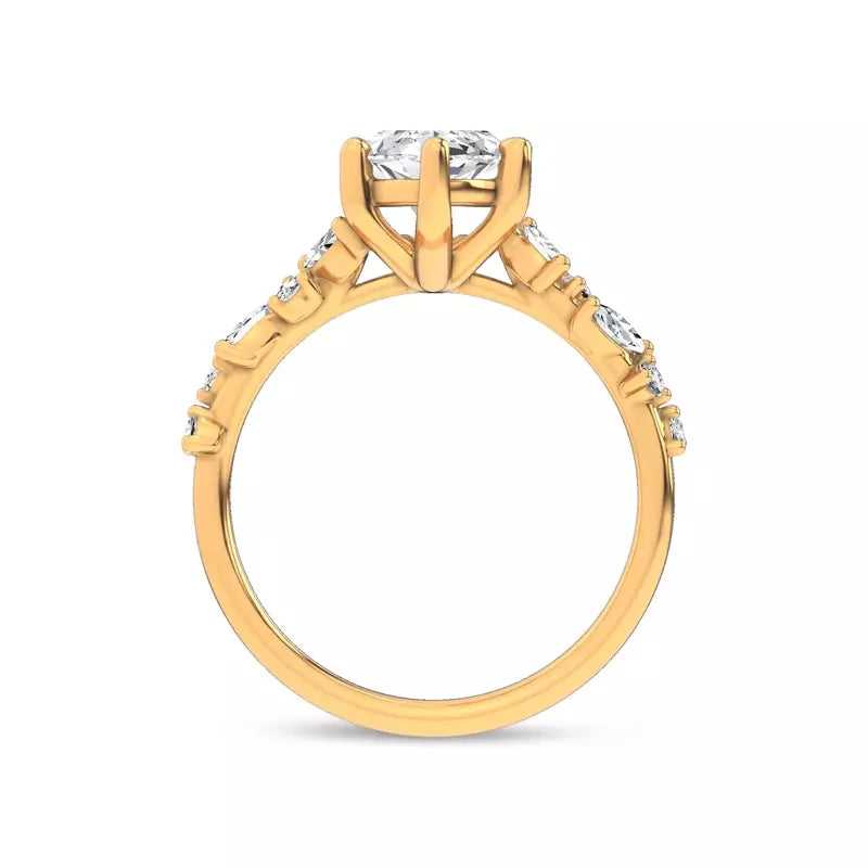 Scattered Diamond Marquise Engagement Ring