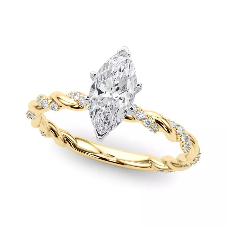lab Diamond Marquise Twist Engagement Ring