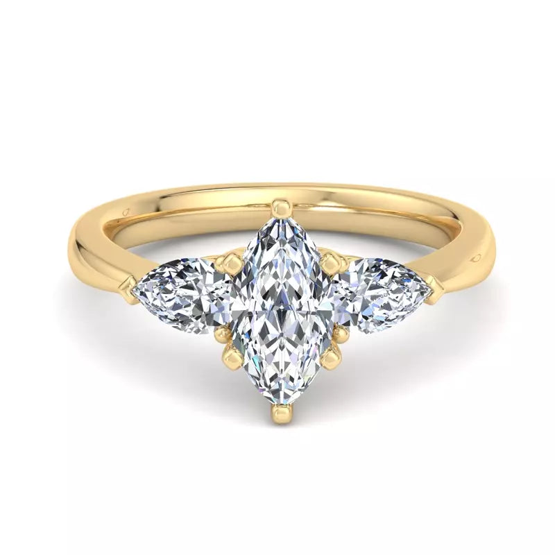 Three-Stone Lab Marquise Engagement Ring