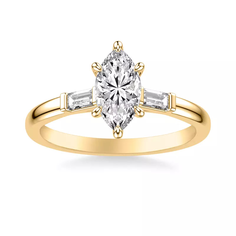Classic 3-Stone Engagement Marquise Ring