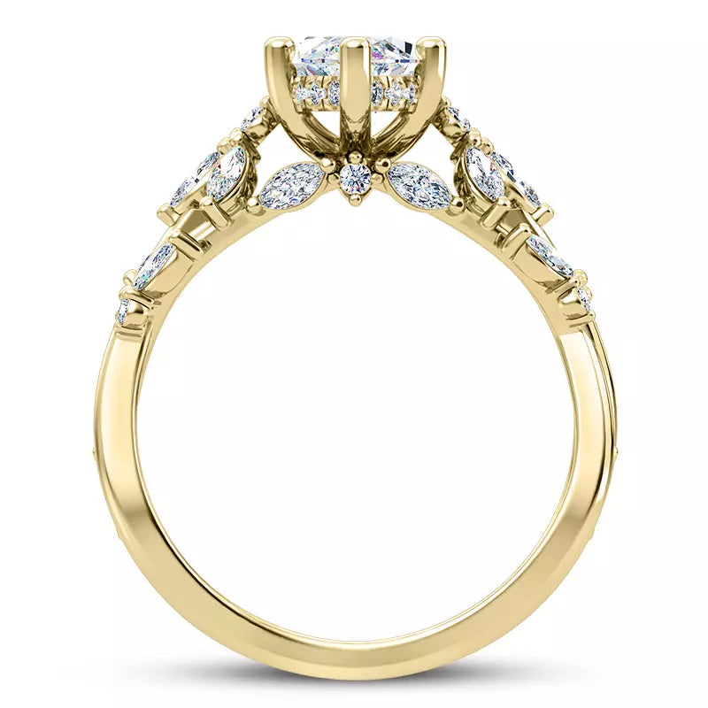 Butterfly And Bee Vine Twist Marquise Engagement Ring