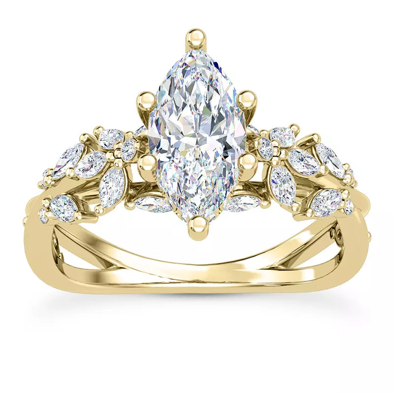 Butterfly And Bee Vine Twist Marquise Engagement Ring
