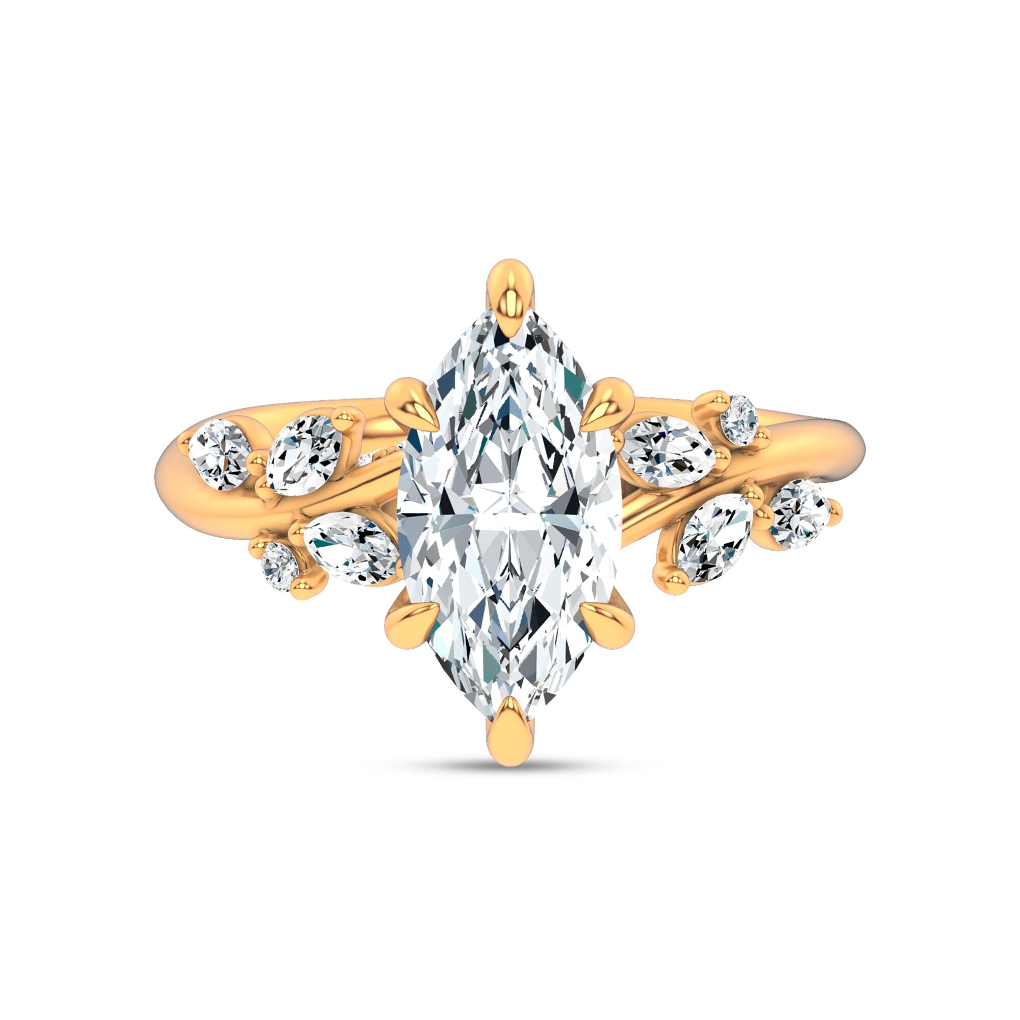 Nature-Inspired Engagement Marquise Ring