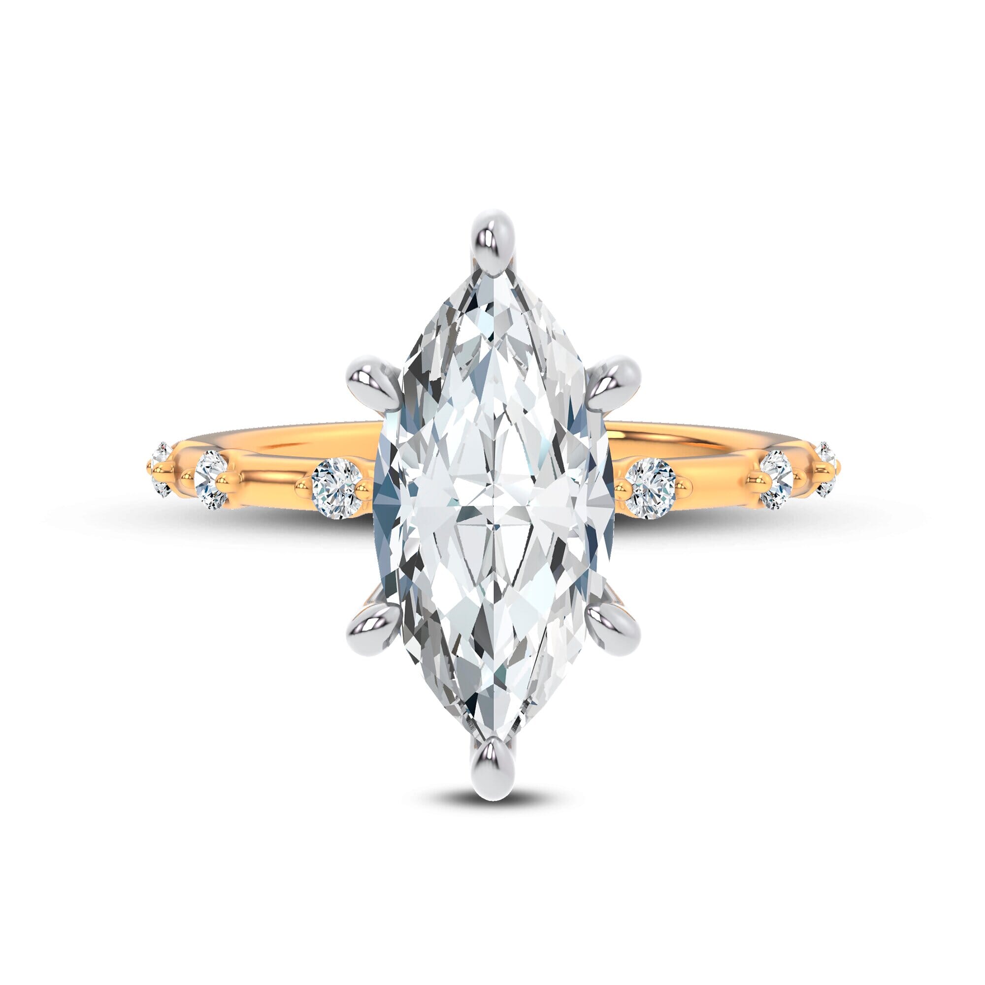Starlight Spaced Diamond Engagement Marquise Ring