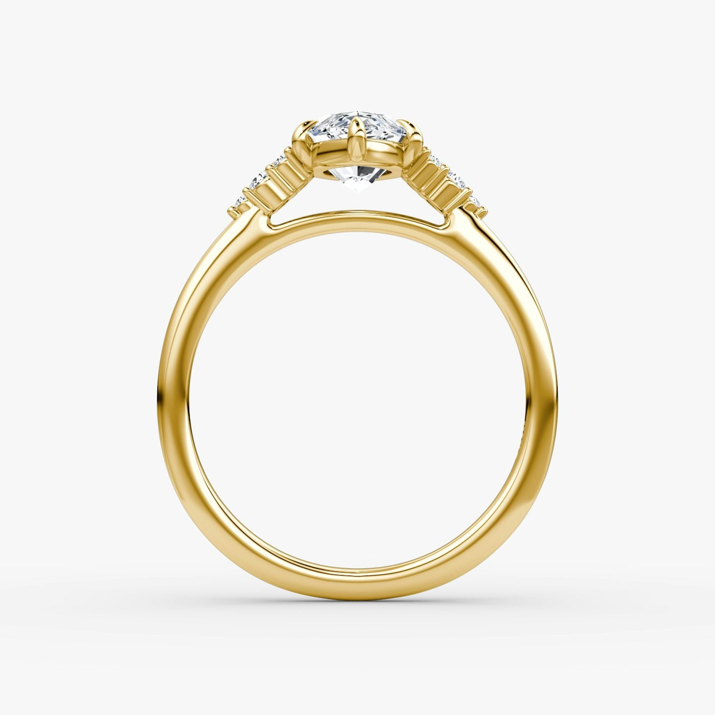 The Side Cluster Cathedral Marquise Engagement Ring