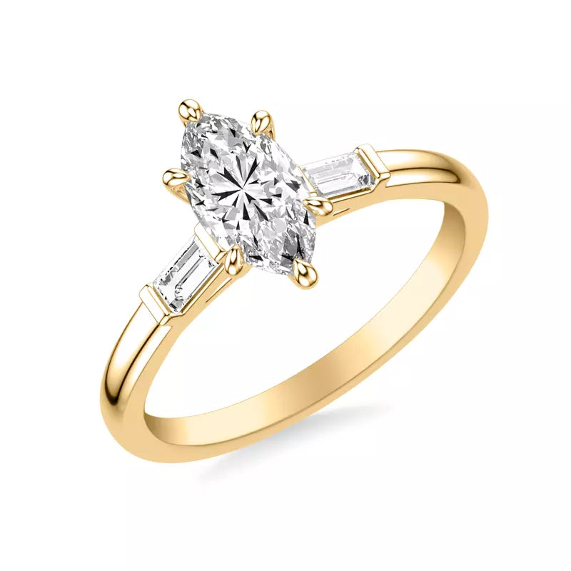 Classic 3-Stone Engagement Marquise Ring