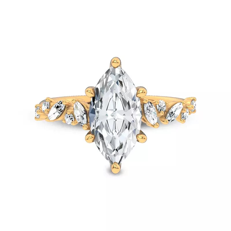 Scattered Diamond Marquise Engagement Ring