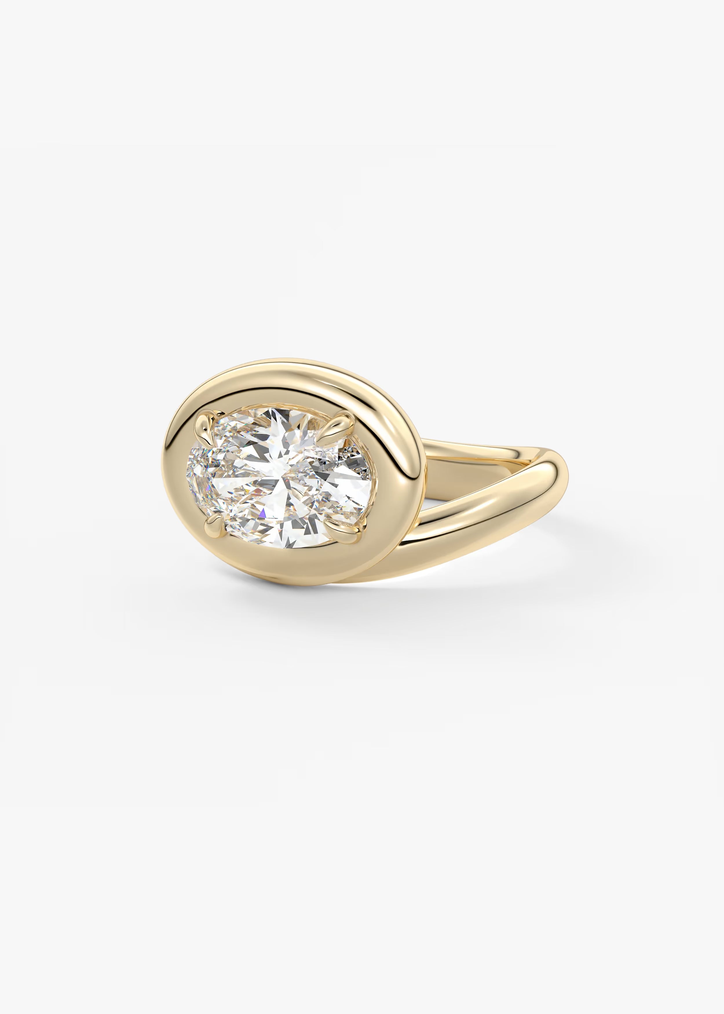 Chunky Oval Cut Collet Engagement Ring