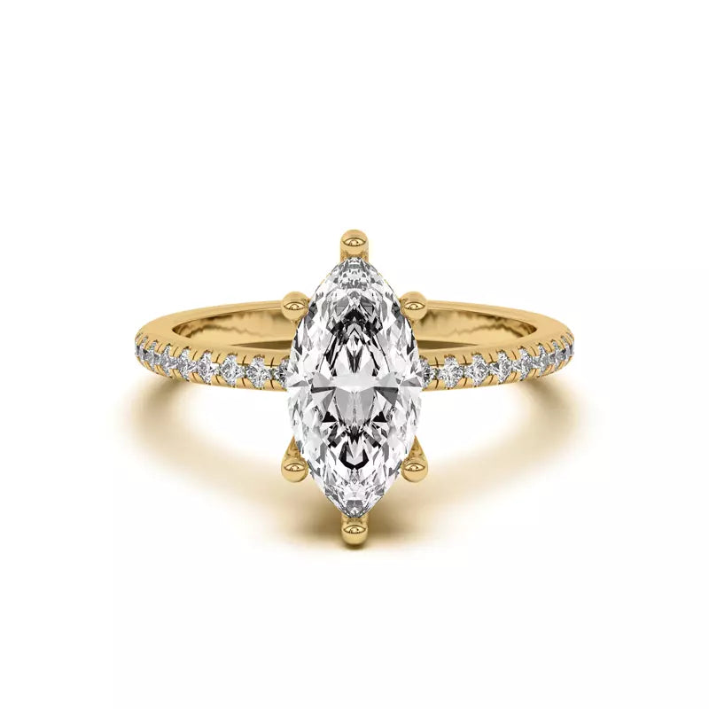 Classic Hidden Halo Pavé Marquise Engagement Ring