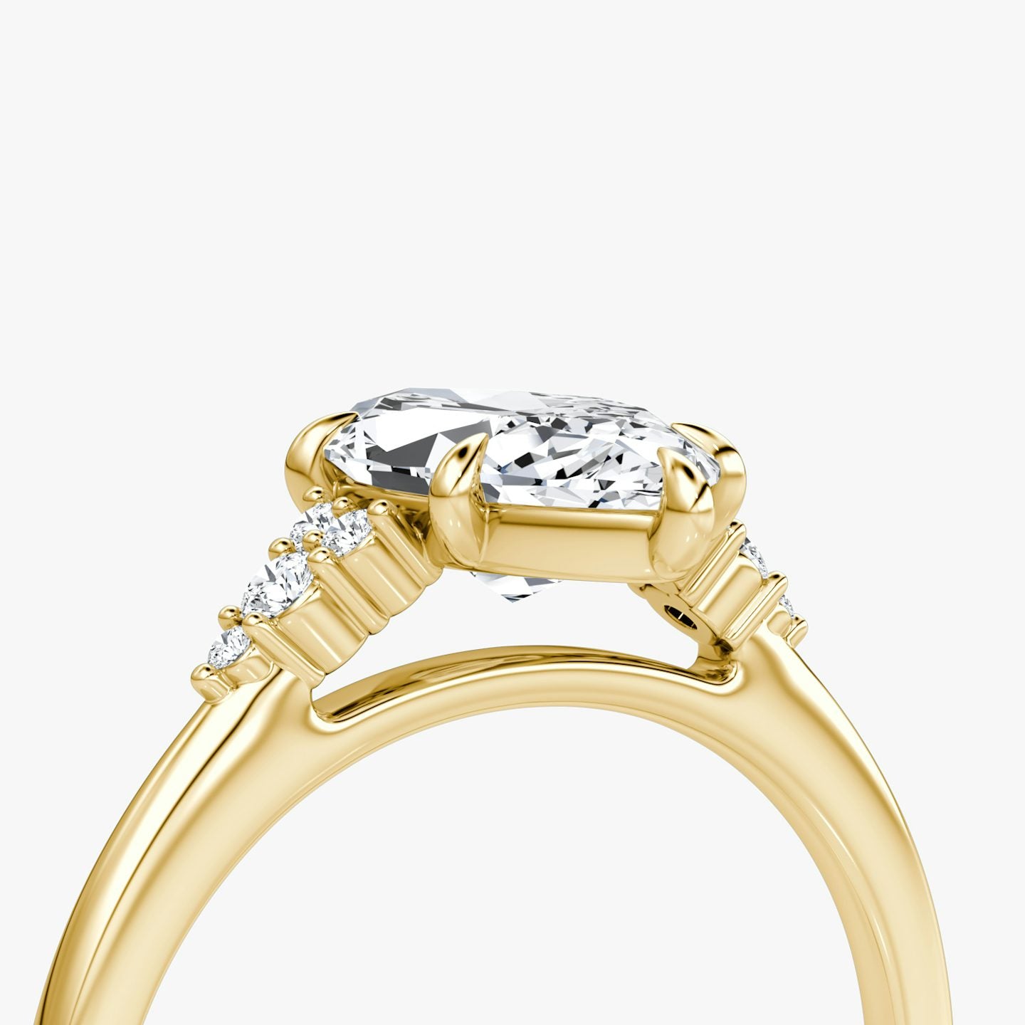 The Side Cluster Cathedral Marquise Engagement Ring