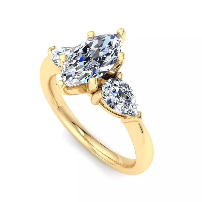 Three-Stone Lab Marquise Engagement Ring