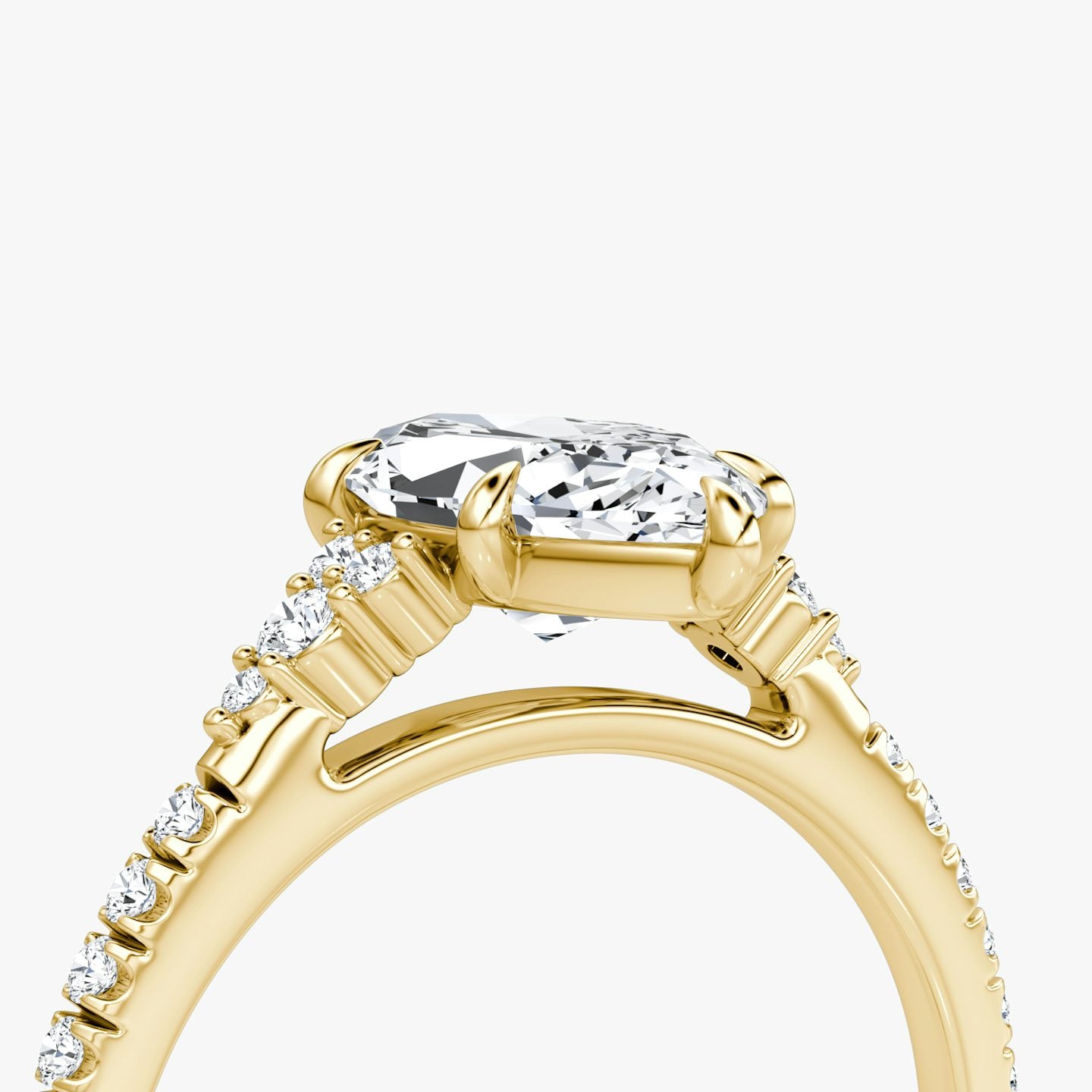 The Side Cluster Cathedral Marquise Engagement Ring
