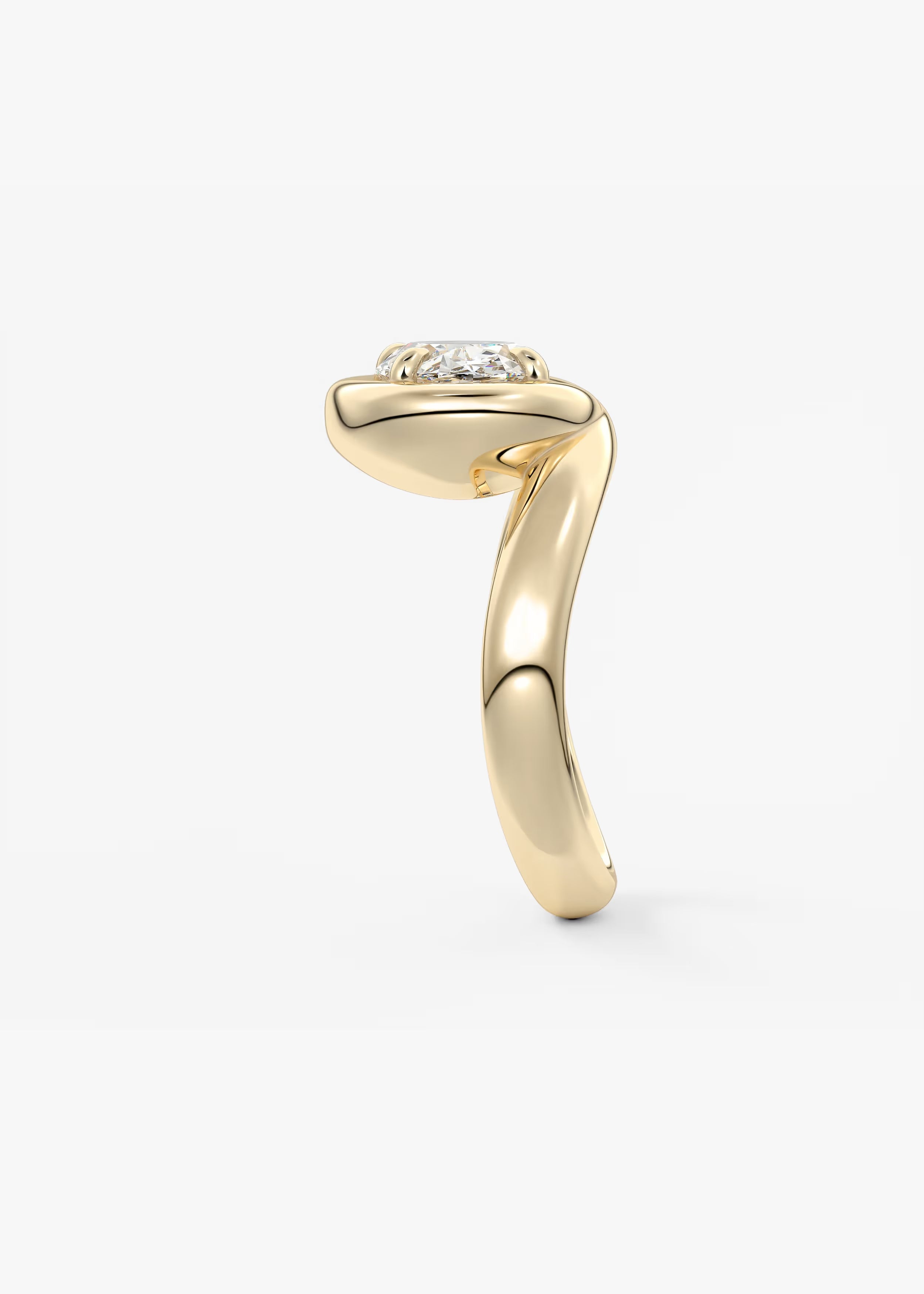 Chunky Oval Cut Collet Engagement Ring