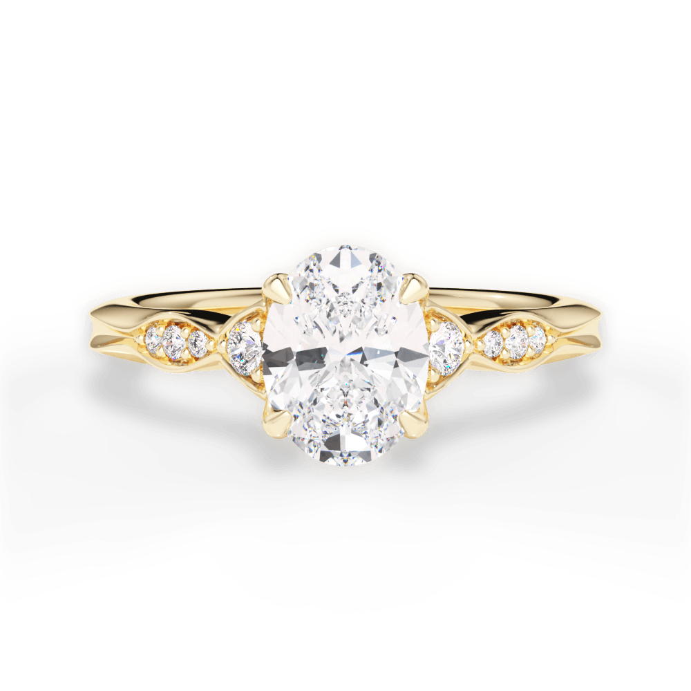 Oval Cut Vintage Diamond Accent Engagement Ring