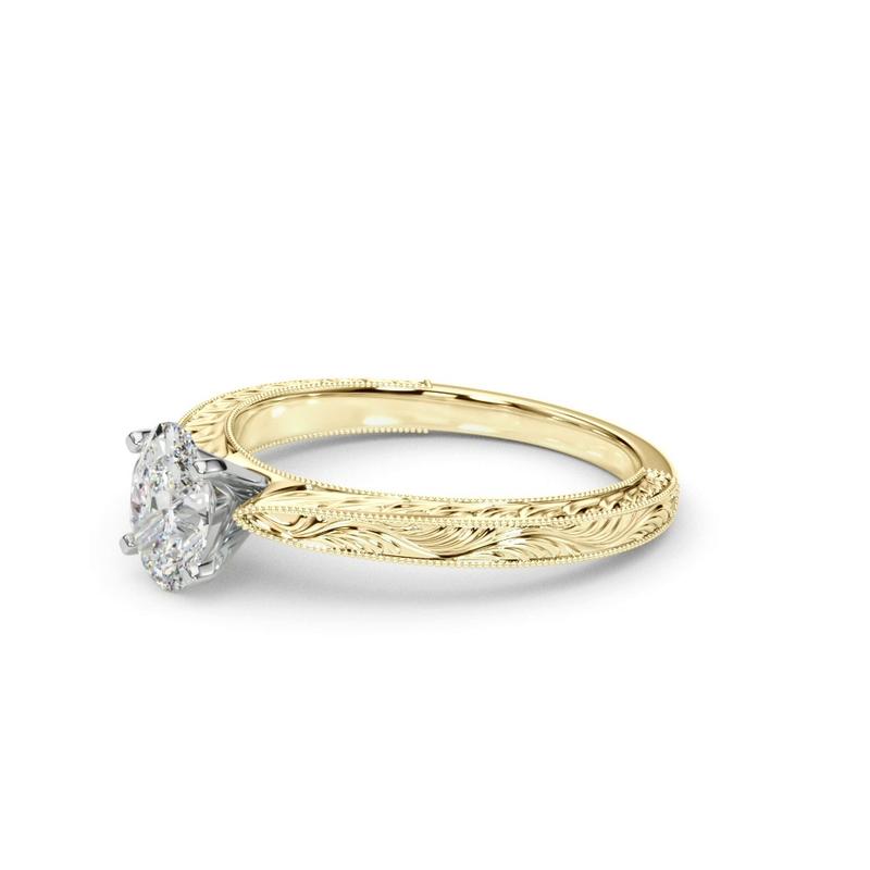 Vintage-Inspired Solitaire Engagement Oval Ring