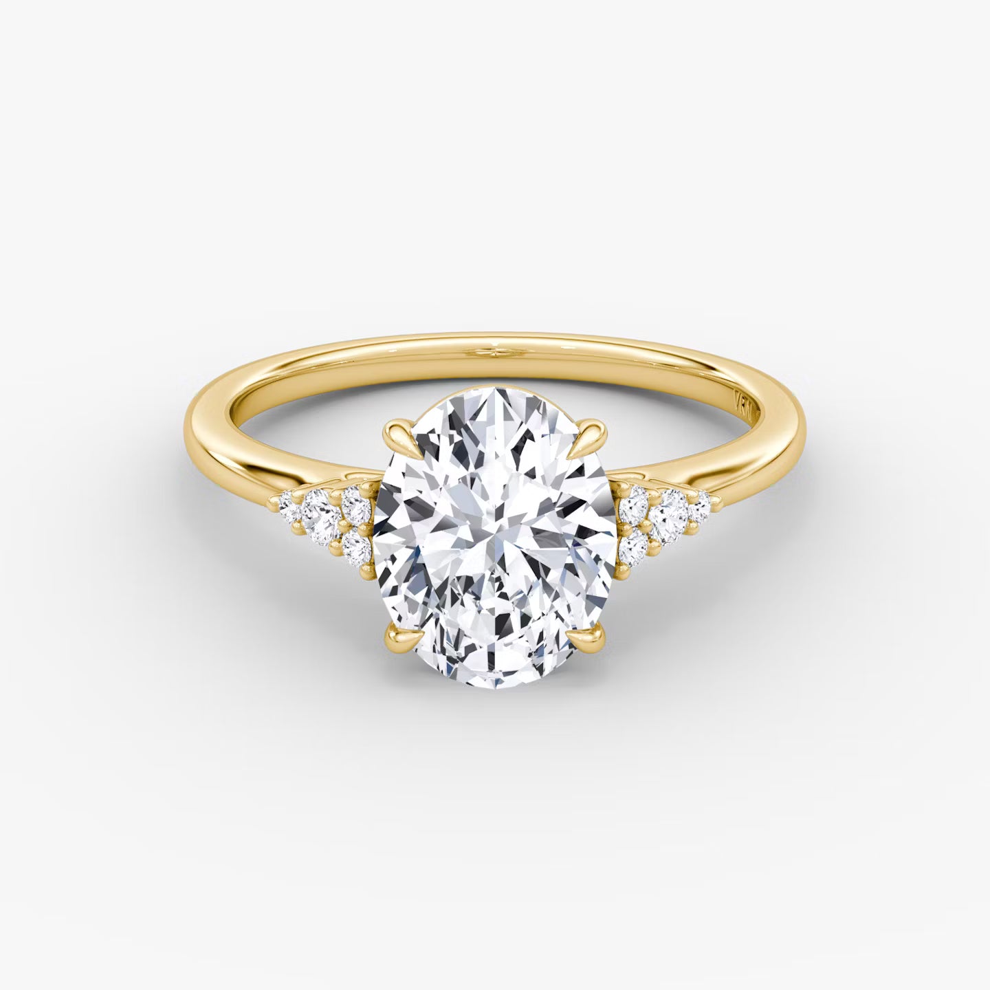 The Side Cluster Cathedral Oval Engagement Ring