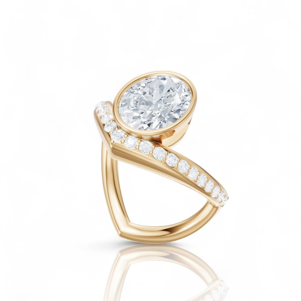 Oval Cut Bezel-Set Solitaire Engagement Ring