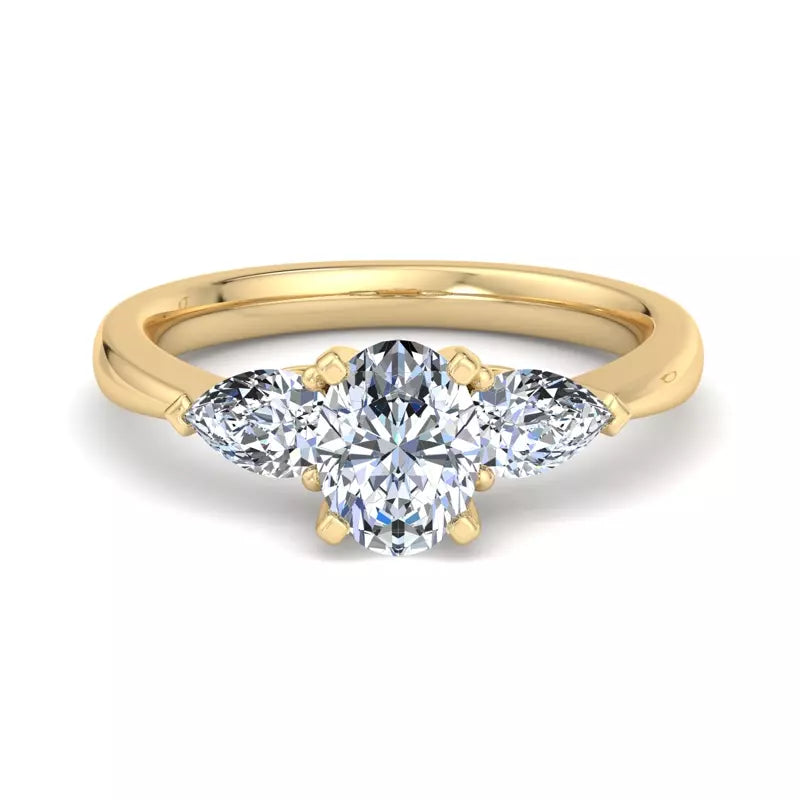 Three-Stone Lab Oval Engagement Ring