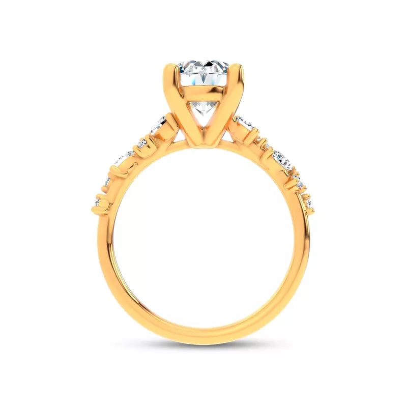 Scattered Diamond Oval Engagement Ring