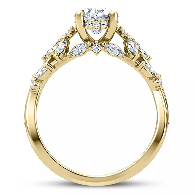 Butterfly And Bee Vine Twist Oval Engagement Ring