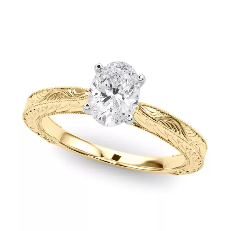 Vintage-Inspired Solitaire Engagement Oval Ring