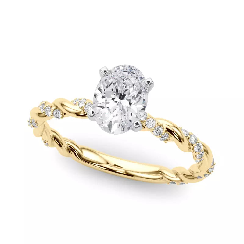 lab Diamond Oval Twist Engagement Ring