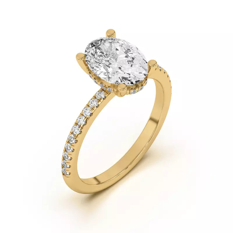Classic Hidden Halo Pavé Oval Engagement Ring