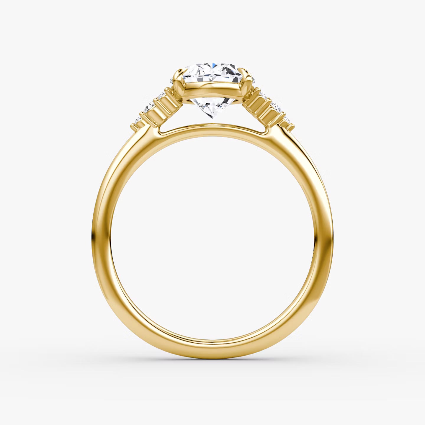 The Side Cluster Cathedral Oval Engagement Ring