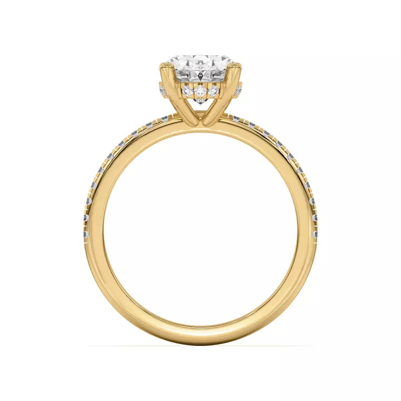 Classic Hidden Halo Pavé Oval Engagement Ring