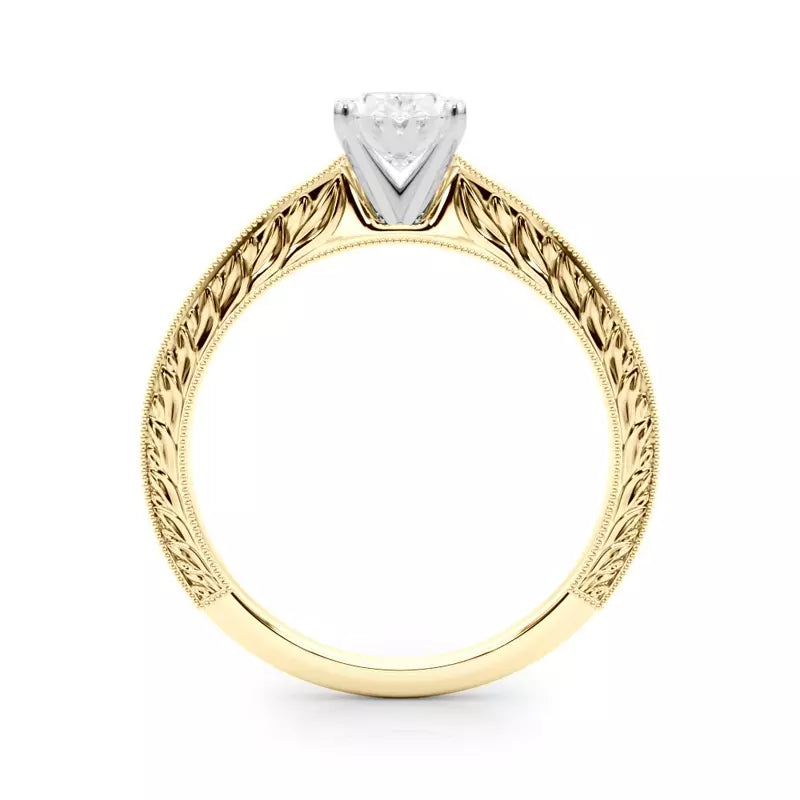 Vintage-Inspired Solitaire Engagement Oval Ring
