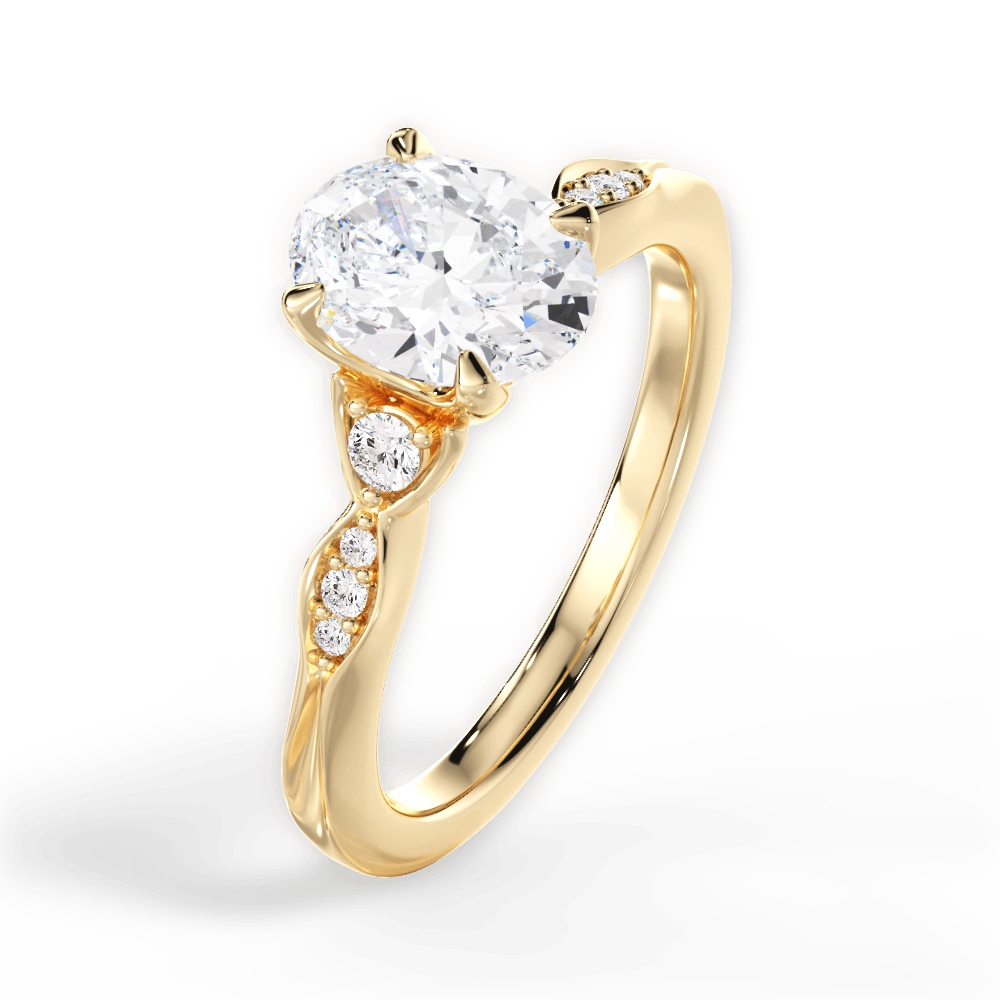 Oval Cut Vintage Diamond Accent Engagement Ring