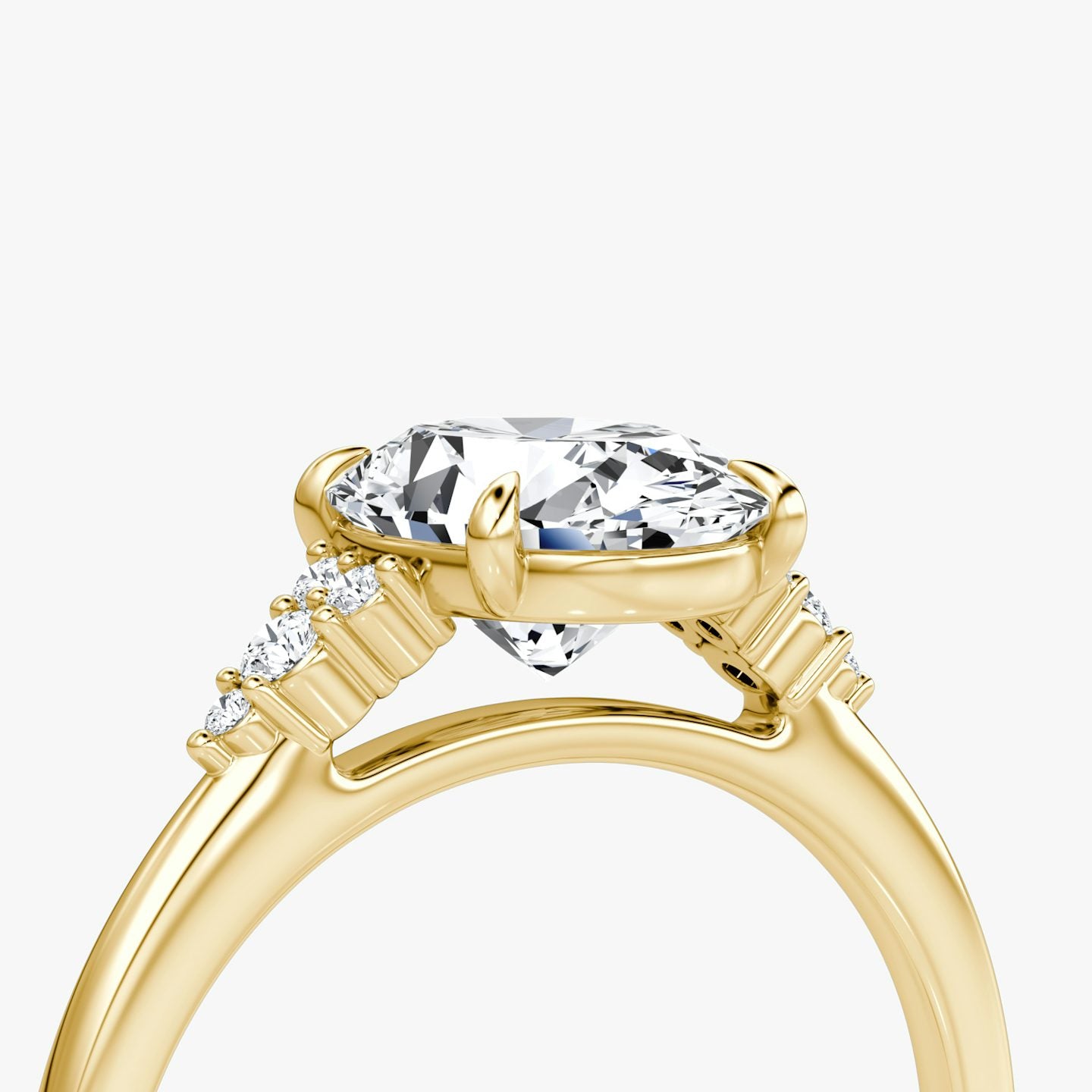 The Side Cluster Cathedral Oval Engagement Ring