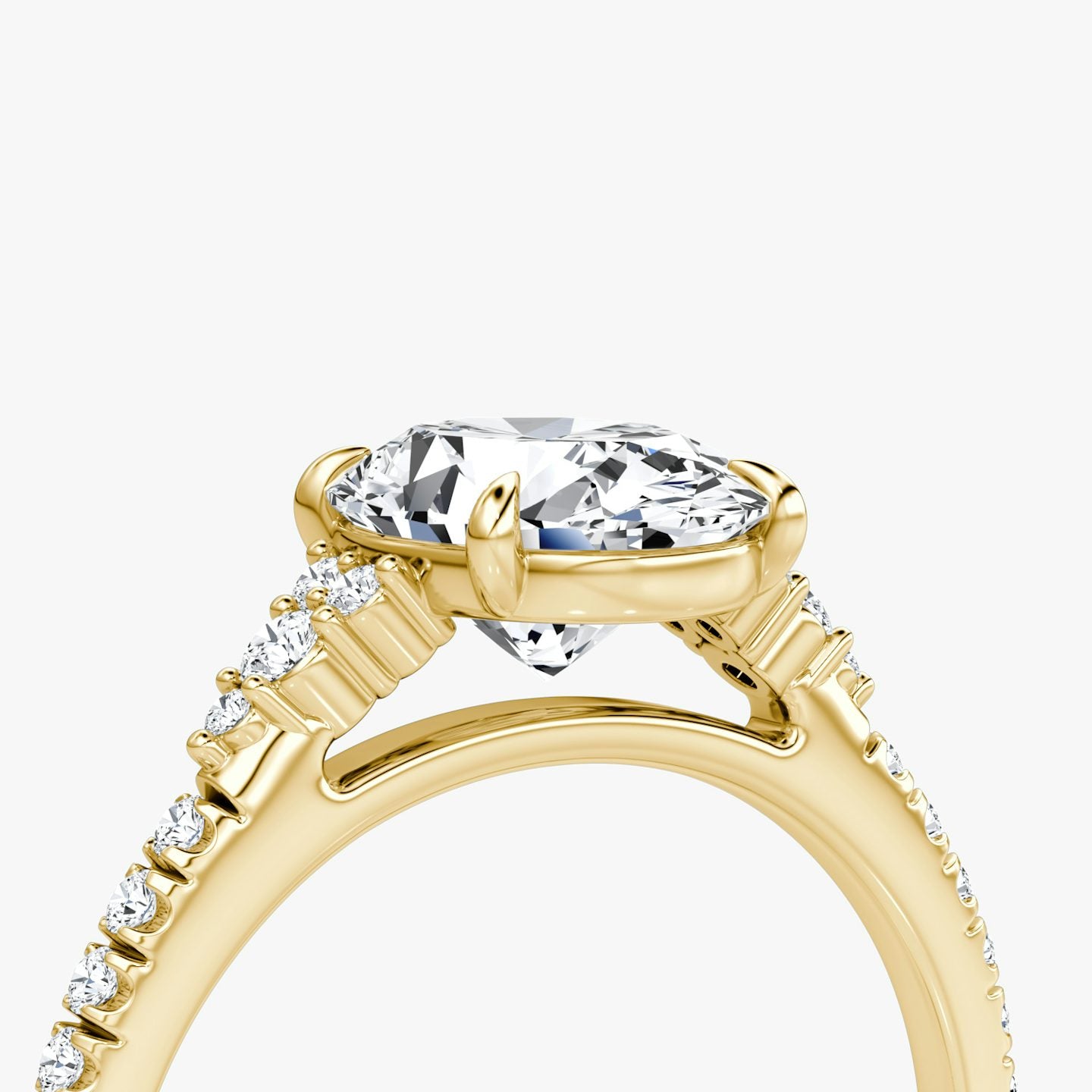 The Side Cluster Cathedral Oval Engagement Ring