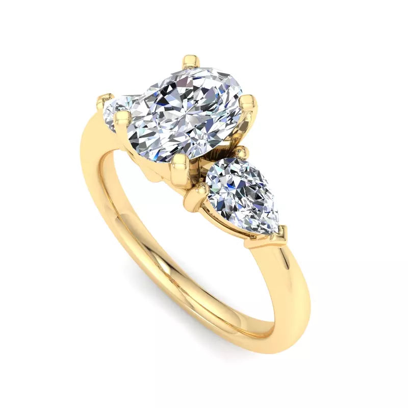 Three-Stone Lab Oval Engagement Ring