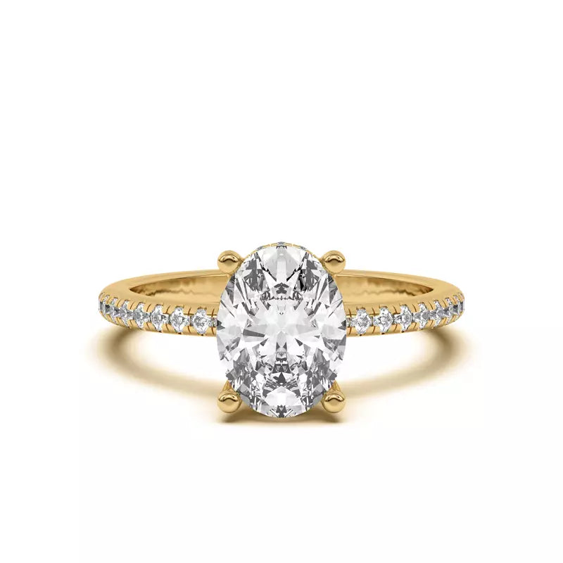 Classic Hidden Halo Pavé Oval Engagement Ring